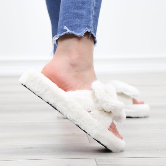 Plush Bow Tie Fuzzy Non-Slip Slipper - Picture 7 of 15